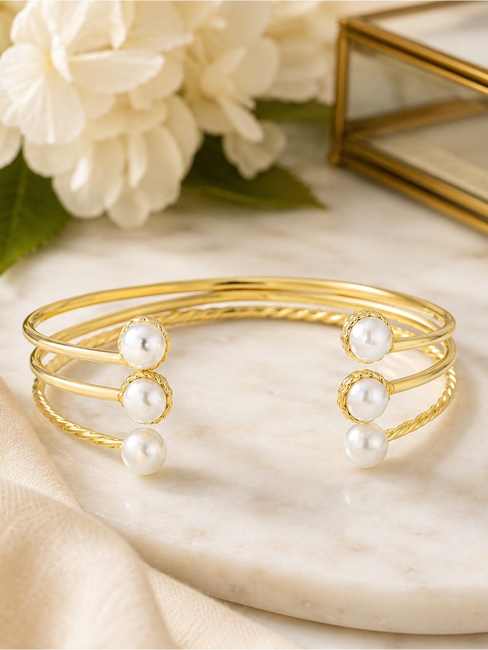 3-Pack Faux Pearl & Cuff Bracelets
